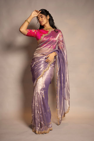 Antara - Purple Tissue Bridal Saree