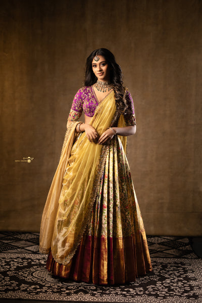 Kanjeevaram Silk Lehenga- With Double Dupatta