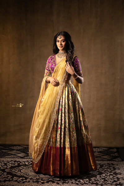 Kanjeevaram Silk Lehenga- With Double Dupatta