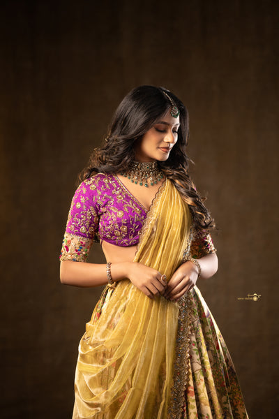 Kanjeevaram Silk Lehenga- With Double Dupatta