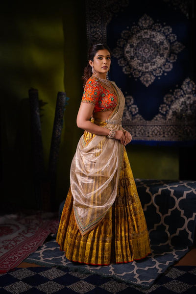 Antara Bronze Gold Kancheepuram Tissue Lehenga