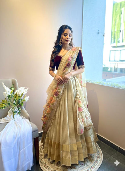 Gold Tissue - VARNAM LEHENGA