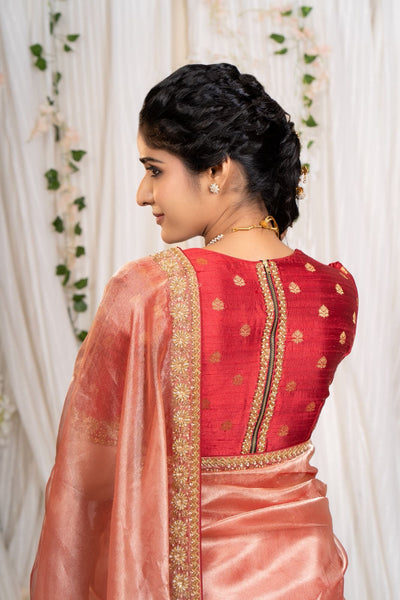 Red Tissue Saree With Blouse