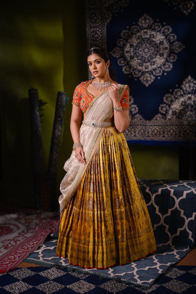 Antara Bronze Gold Kancheepuram Tissue Lehenga