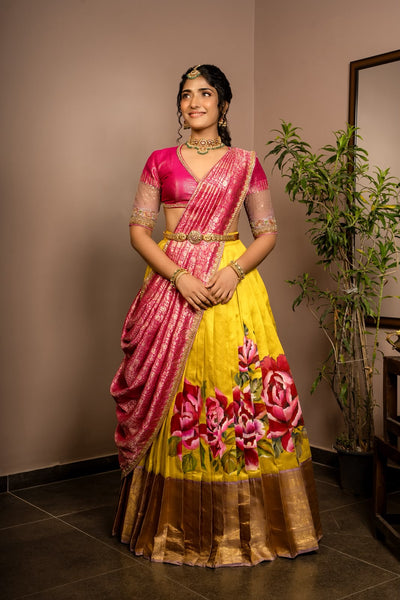 Yellow Varnam Lehenga With Kanchee Border