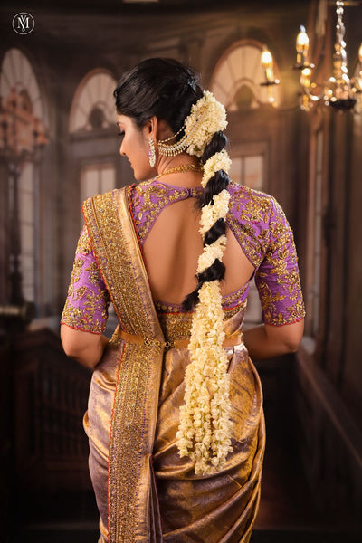 Gold Lavender Kanchee Tissue Saree