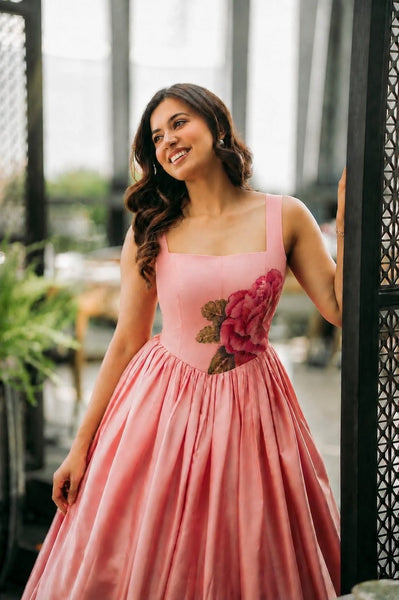 Peach Pink Varnam Corset Dress