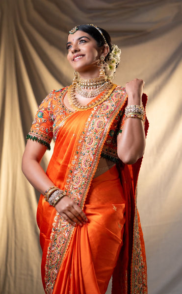 Antara - Sunset Orange Bridal Saree
