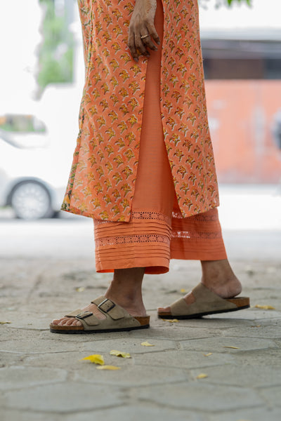 Pure Chanderi Silk In Orange Co-ord Set