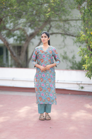 Blue Chanderi Silk Co-ord Set