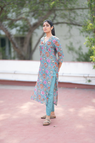 Blue Chanderi Silk Co-ord Set