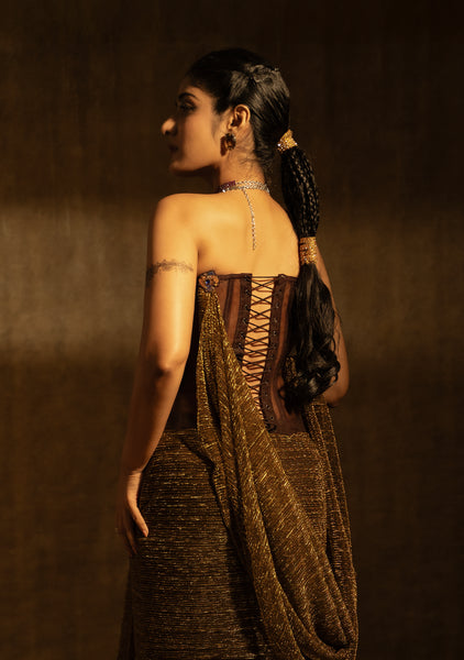 Antique Bronze Corset & Drape Skirt