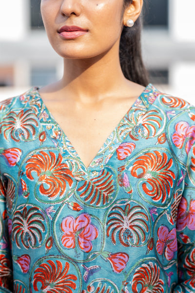 Blue Chanderi Silk Co-ord Set