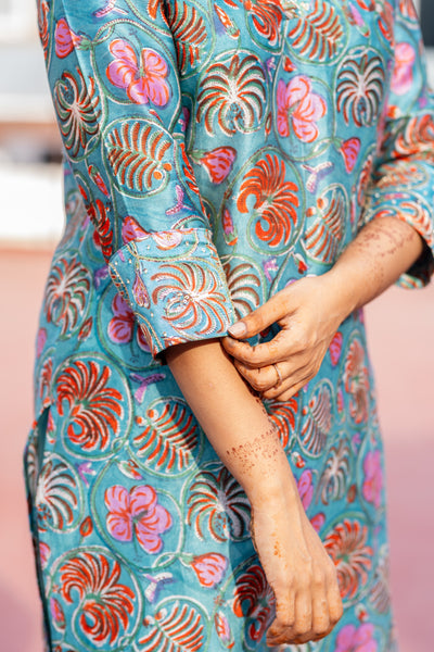 Blue Chanderi Silk Co-ord Set