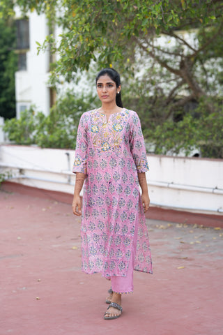 Pink Chanderi Silk Co-ord Set