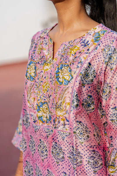 Pink Chanderi Silk Co-ord Set