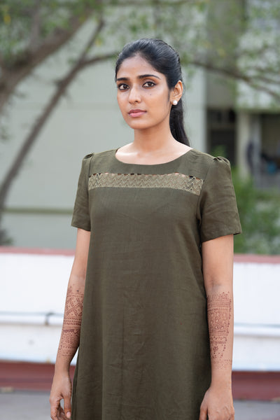 Army Green Linen Dress