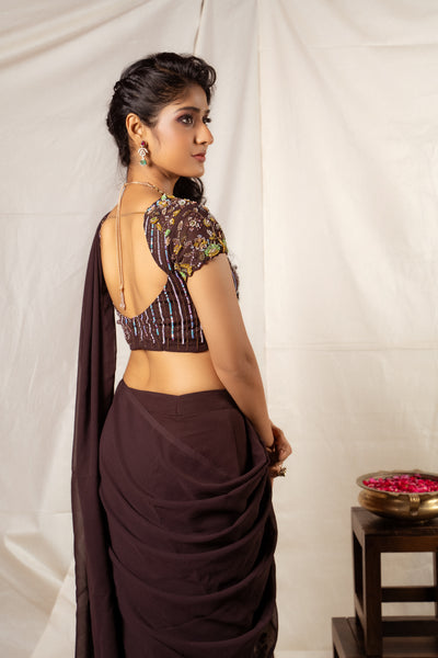 Brown- Draped Saree