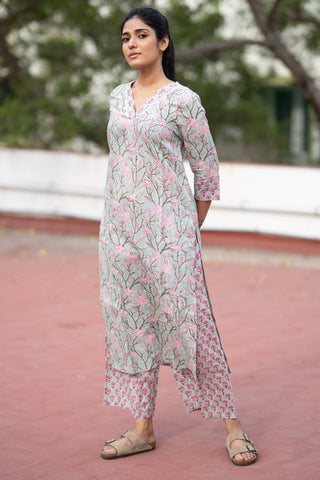 Pure Assam Silk In Turquoise Blue Co-ord Set