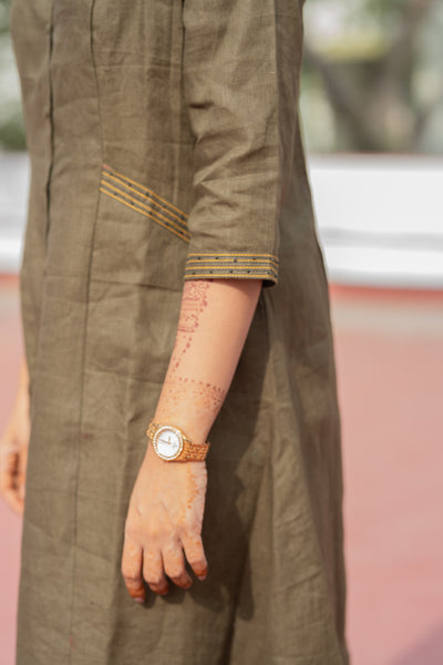 Olive Brown Linen Dress