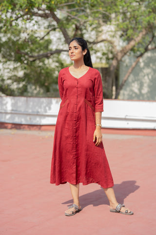 Red Linen Dress