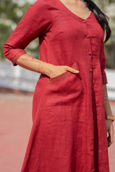 Red Linen Dress