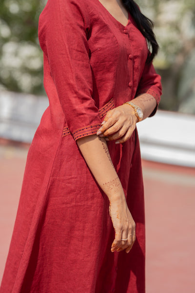 Red Linen Dress