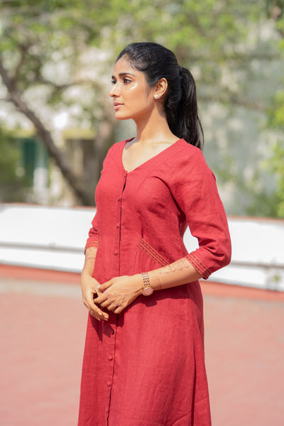 Red Linen Dress