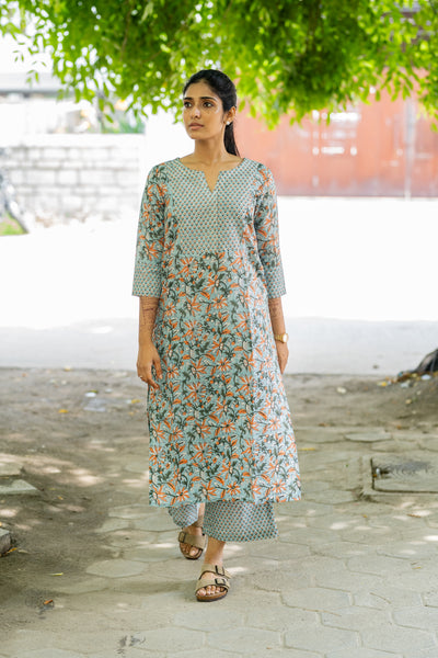 Pure Assam Silk In Blue Co-ord Set