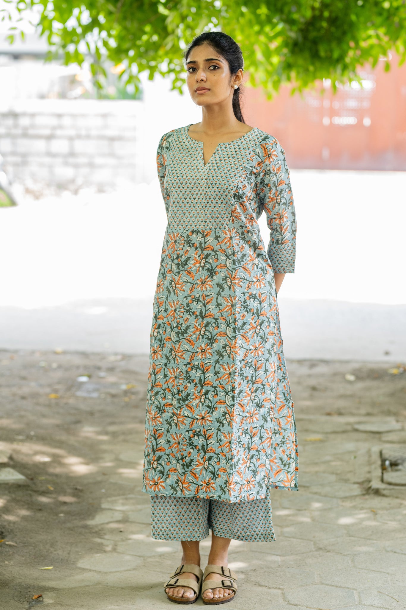 Pure Assam Silk In Blue Co-ord Set