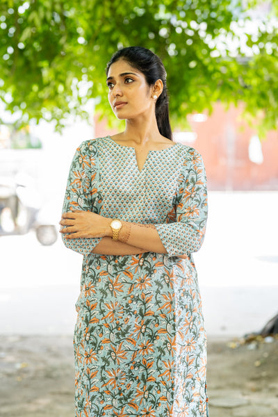 Pure Assam Silk In Blue Co-ord Set