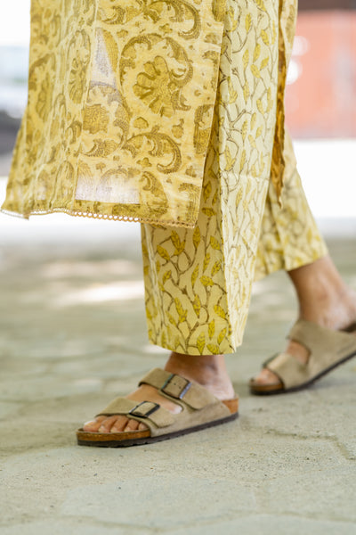 Mustard Yellow In Pure Assam Silk Co-ord Set