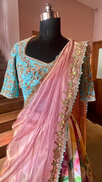 Silk Hand-Painted Lehenga