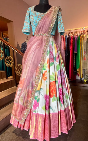 Silk Hand-Painted Lehenga