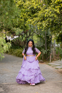 Lavender Embroidered Ruffle Lehenga