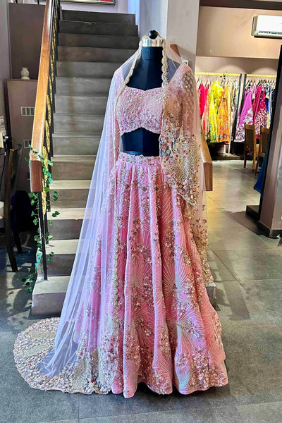 Pink Embroidered Bridal Lehenga