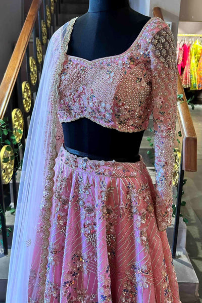 Pink Embroidered Bridal Lehenga