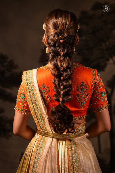 Antara Silver Kancheepuram Tissue Lehenga