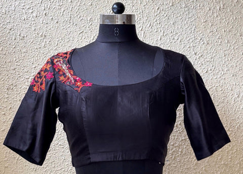 Black Embroidery Patch Blouse