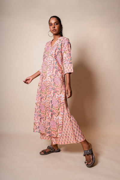 Peach Assam Silk Kurta Set