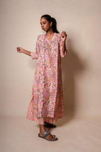 Peach Assam Silk Kurta Set