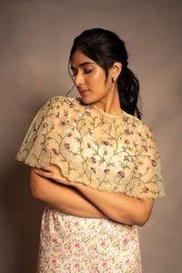 Organza Floral Embroidered Cape