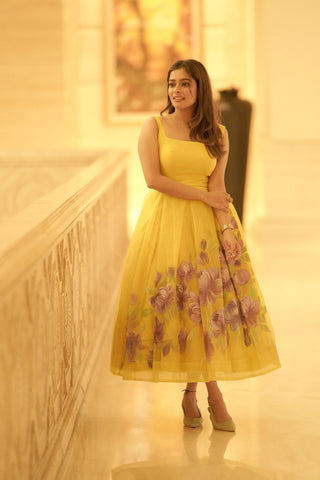 Varnam Yellow Organza Dress