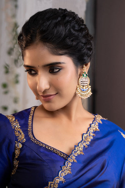 Midnight Royal Blue Kanjeevaram Silk Saree With Blouse