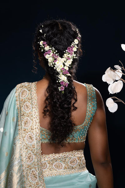 Aqua Mist Tissue Embroidered Saree