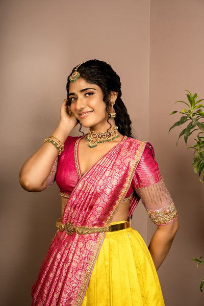Yellow Varnam Lehenga With Kanchee Border