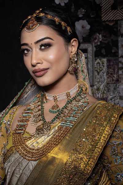 Temple Gold Zari Kanchee Tissue Saree Without Shawl