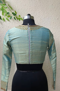 Green Blouse with Gold Embroidery