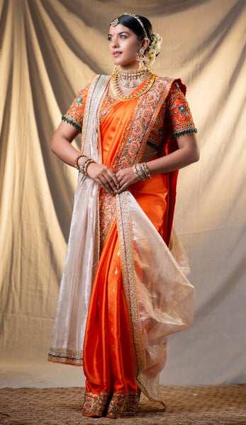 Antara - Sunset Orange Bridal Saree