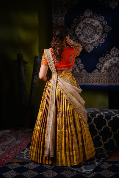 Antara Bronze Gold Kancheepuram Tissue Lehenga